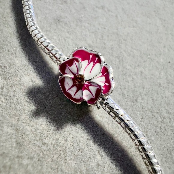Pink Flower Bead Charm fits Pandora Bracelet - Picture 11 of 13